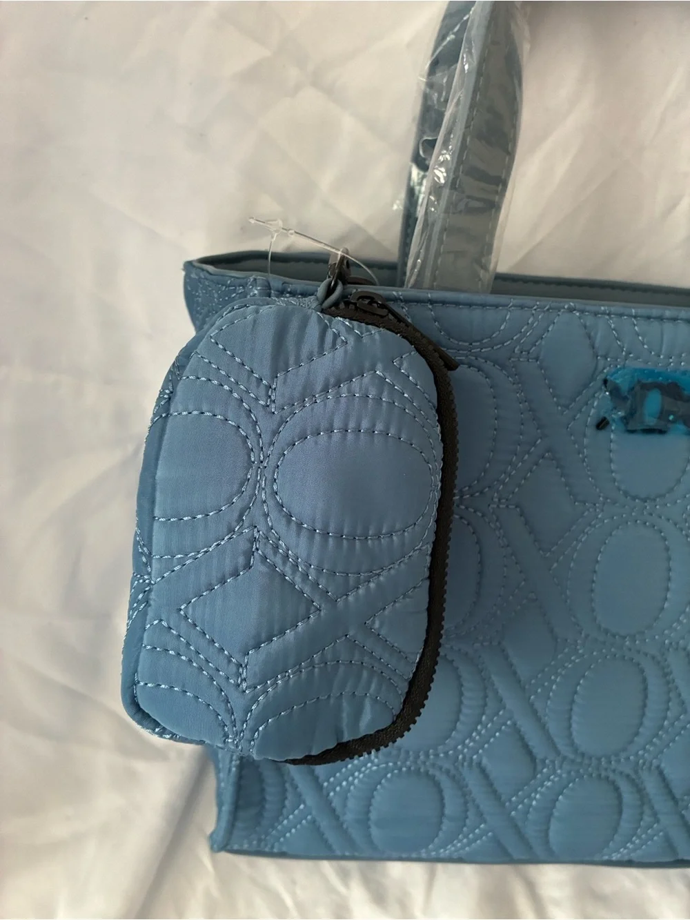 XOXO Quilted Vegan Leather Satchel - Light Blue